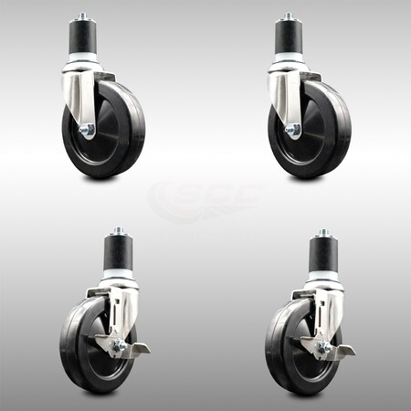 Service Caster 5 Inch 316SS Hard Rubber Swivel 1-3/4 Inch Expanding Stem Caster Brake SCC, 2PK SCC-SS316EX20S514-HRS-2-TLB-2-134